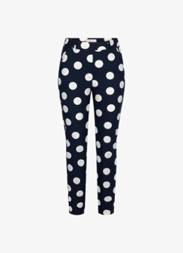 Studio Anneloes Dames Anne high waist slim fit broek met stippenprint in de kleur Blauw, maat: S