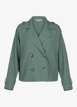Studio Anneloes Dames Cato trenchcoat met steekzakken in de kleur Groen, maat: XL
