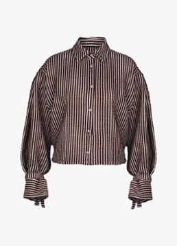 Studio Anneloes Dames Ivara blouse met structuur en streepprint in de kleur Bruin, maat: L