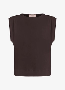 Studio Anneloes Dames Leona mouwloze top met plooien in de kleur Bruin, maat: XXL