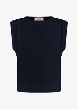 Studio Anneloes Dames Leona mouwloze top met plooien in de kleur Blauw, maat: XL