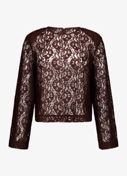 Studio Anneloes Dames Amaya top van kant met ronde hals in de kleur Bruin, maat: S