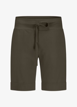 Studio Anneloes Dames City high waist straight fit korte broek met steekzakken in de kleur Donkergroen, maat: S