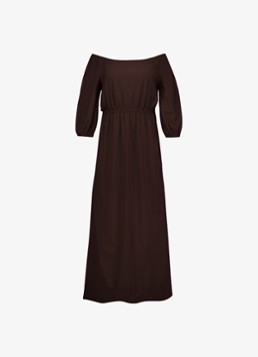 Studio Anneloes Dames Off shoulder midi jurk met stretch in de kleur Bruin, maat: M