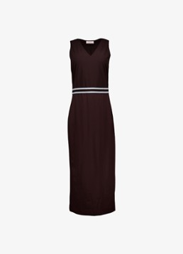 Studio Anneloes Dames Tirza midi jurk met V-hals in de kleur Donkerbruin, maat: M