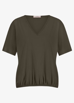 Studio Anneloes Dames Vicky T-shirt met V-hals in de kleur Donkergroen, maat: XS