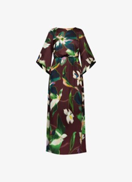 Studio Anneloes Dames Tamara maxi jurk met print en vlindermouw in de kleur Donkerbruin, maat: S