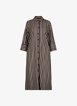 Studio Anneloes Dames Soof midi blousejurk met steekzakken in de kleur Donkerbruin, maat: L