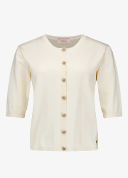 Studio Anneloes Dames Jerry ribgebreide vest met met sierknopen in de kleur Naturel, maat: XL