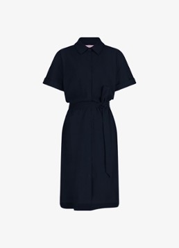 Studio Anneloes Dames Louni midi blousejurk met strikceintuur in de kleur Donkerblauw, maat: M