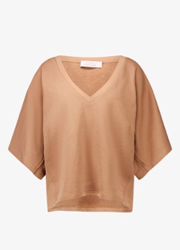 Studio Anneloes Dames Costa sweatvest met V-hals in de kleur Camel, maat: L