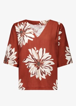 Studio Anneloes Dames Maddi blouse met bloemenprint in de kleur Roestbruin, maat: XL