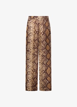 Studio Anneloes Dames Mienke high waist wide fit pantalon met slangenprint in de kleur Bruin, maat: M