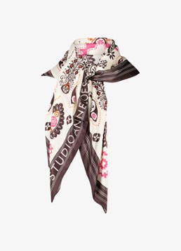 Studio Anneloes Dames Anniversary sjaal met print in de kleur Bruin, maat: ONE SIZE