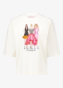Studio Anneloes Dames Fiore Anniversary T-shirt met print in de kleur Beige, maat: L
