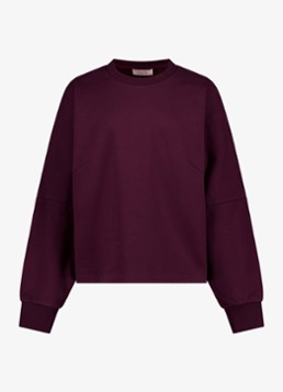 Studio Anneloes Dames Costa ls round neck sweater in de kleur Aubergine, maat: M