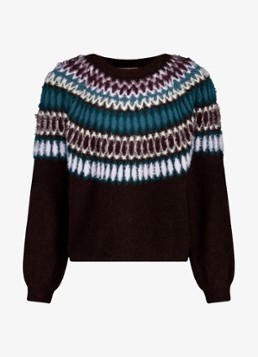 Studio Anneloes Dames Femmy grofgebreide trui met grafische print in de kleur Multicolor, maat: S
