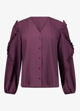 Studio Anneloes Dames Ingrid tuniek met volant in de kleur Aubergine, maat: XXL
