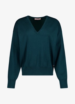 Studio Anneloes Dames Ruth vneck pullover in de kleur Petrol, maat: M