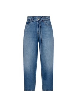 Studio Anneloes Dames Babet high waist wide leg jeans met strikdetail in de kleur Lavendel, maat: XL
