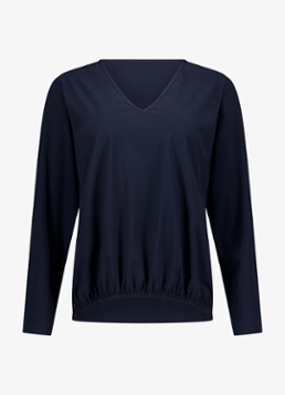 Studio Anneloes Dames Vicky long sleeve shirt met plooien in de kleur Donkerblauw, maat: L