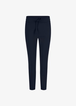 Studio Anneloes Dames Startup high waist cropped slim fit broek met trekkoord in de kleur Donkerblauw, maat: XS