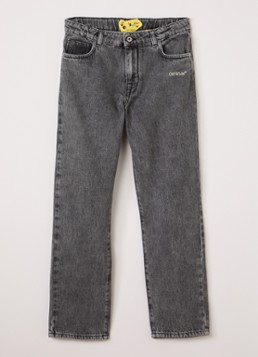 Off-White Jongens Straight leg jeans met print in de kleur Grijs, maat: 12J=152