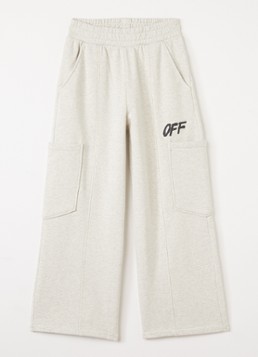 Off-White Jongens Wide fit joggingbroek met logo in de kleur Grijsmele, maat: 16
