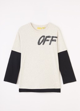 Off-White Shared Logo Dbl Layer longsleeve met logo- en backprint in de kleur Grijsmele, maat: 12