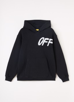 Off-White Jongens Shared Logo hoodie met logo- en backprint in de kleur Zwart, maat: 16