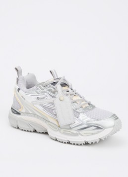 Off-White Dames Be Right Back sneaker met mesh details in de kleur Zilver, maat: 39