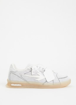 Off-White Dames End Of Play sneaker van denim met details van kalfsleer in de kleur Wit, maat: 40