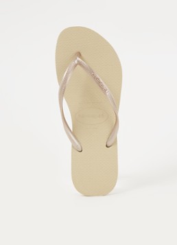 Havaianas Dames Slim slipper met logo in de kleur Zand, maat: 41/42