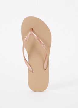 Havaianas Dames Slim slipper met logo in de kleur Roségoud, maat: 41/42