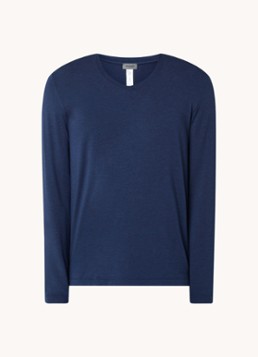 Hanro Heren Pyjamatop met V-hals in de kleur Donkerblauw, maat: M