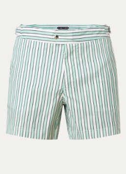 Tom Ford Heren Zwemshorts met streepprint en steekzakken in de kleur Lindegroen, maat: 52
