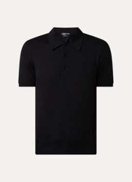 TOM FORD Heren Fijngebreide regular fit polo in de kleur Zwart, maat: 54
