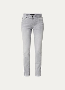 Claudia Sträter Dames Sue mid waist slim fit jeans met gekleurde wassing in de kleur Lichtgrijs