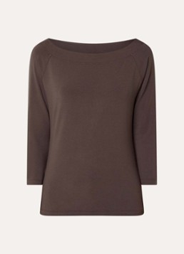 Claudia Sträter Dames Top met boothals in de kleur Chocoladebruin