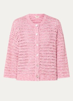 Claudia Sträter Dames Grofgebreid vest met lurex in de kleur Roze
