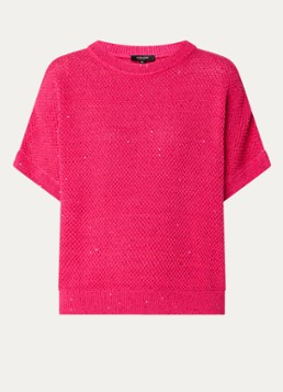 Claudia Sträter Dames Grofgebreide top met lurex in de kleur Donkerroze