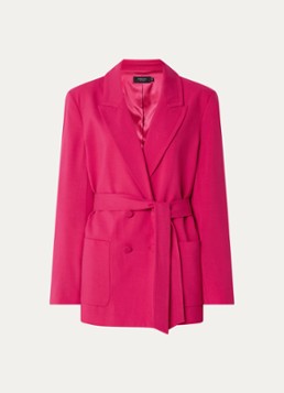 Claudia Sträter Dames Blazer met strikceintuur en opgestikte zakken in de kleur Donkerroze