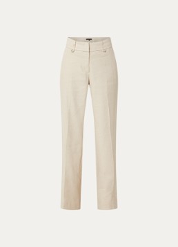 Claudia Sträter Dames Mid waist straight leg pantalon met steekzakken in de kleur Beige