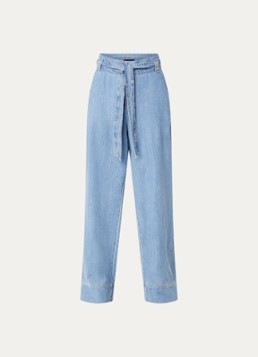 Claudia Sträter Dames High waist wide fit jeans met lichte wassing in de kleur Indigo