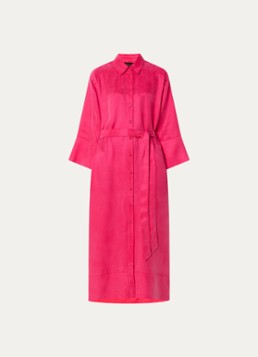 Claudia Sträter Dames Midi blousejurk met ceintuur in de kleur Donkerroze