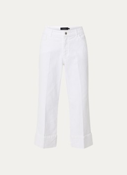 Claudia Sträter Dames Mid waist straight leg cropped jeans met gekleurde wassing in de kleur Wit