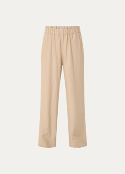 Claudia Sträter Dames Mid waist wide fit broek met steekzakken in de kleur Donkerbeige