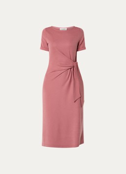 Claudia Sträter Dames Midi kokerjurk met geknoopt detail in de kleur Oudroze