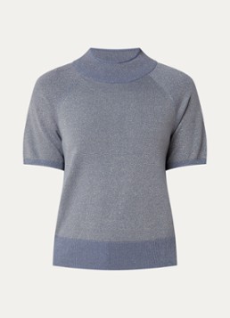 Claudia Sträter Dames Top met metallic finish in de kleur Staalblauw