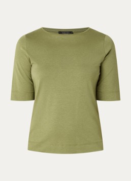 Claudia Sträter Dames T-shirt met boothals in de kleur Mosgroen